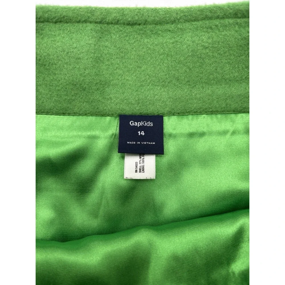 GapKids Girls 14 Green Wool Blend Lined Mod Mini Skirt Buttons Preppy